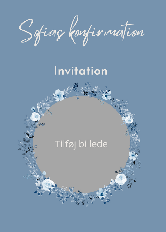 Blå blomster invitation