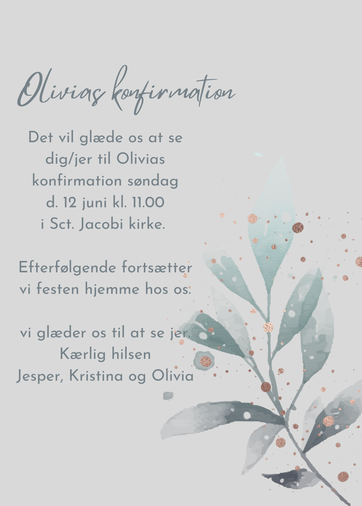 Blåt blad invitation